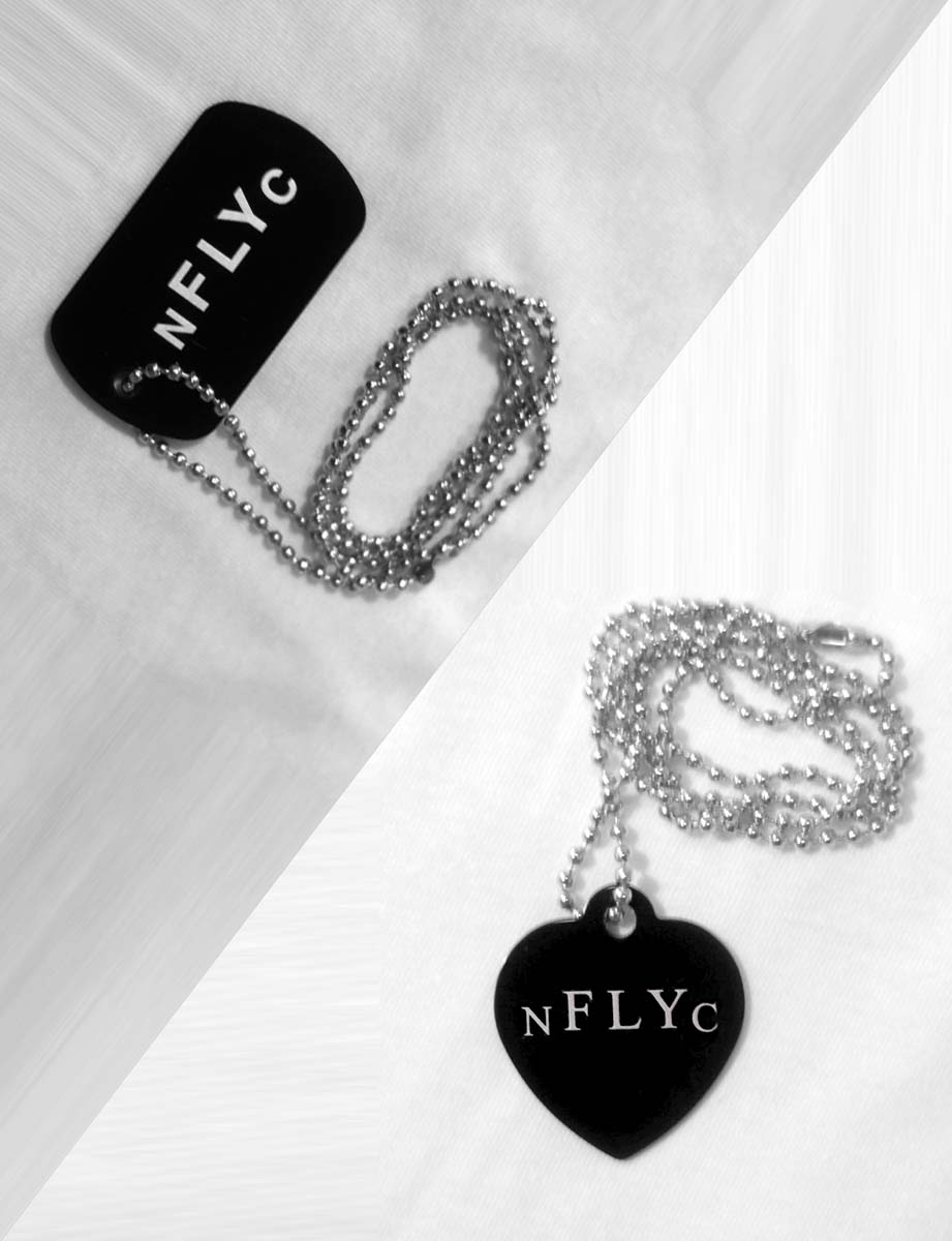nflyc black heart pendant dog tag necklace